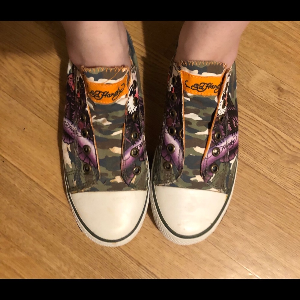 Brand new Ed Hardy camouflage tennis shoes.